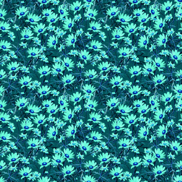 洋甘菊花植物无缝花纹。图片下载