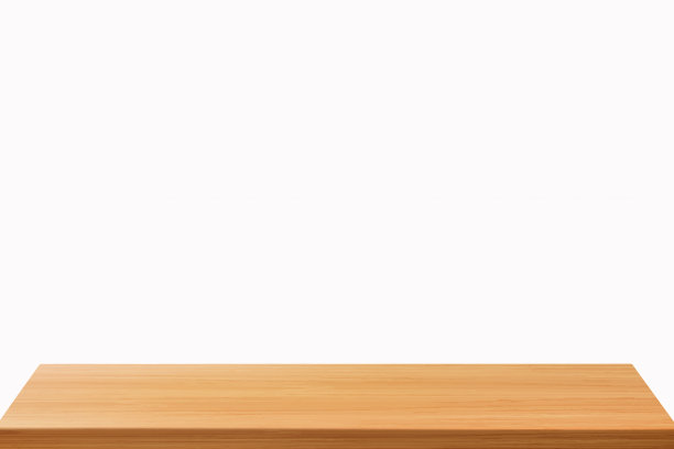 3D渲染，木制桌面在孤立的白色背景上图片下载