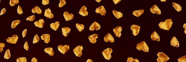 许多小的金色心在深红色的背景。3 d演示。三维渲染图片下载