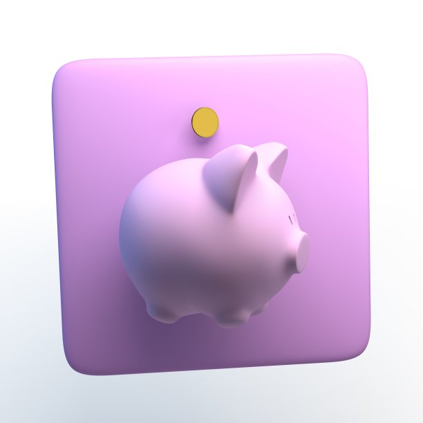 储蓄罐图标与硬币在孤立的白色背景。应用。3 d演示。应用程序。图片下载