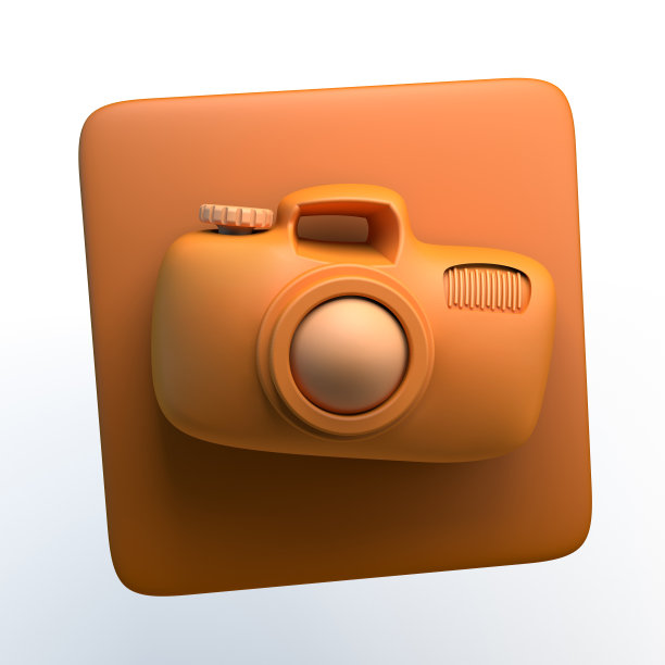 照片相机图标上孤立的白色背景。3 d演示。图片下载