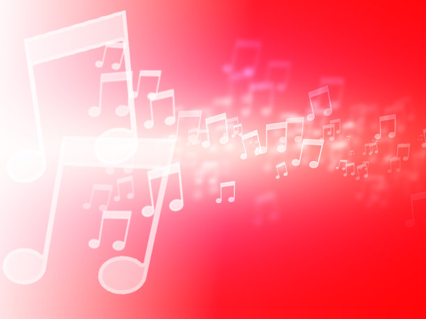 一个美丽的发光图标音符的散景效果在一个彩色的背景图片下载