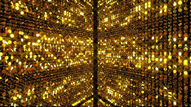黄金背景由许多闪闪发光的硬币，电脑生成。三维渲染豪华对称性图片下载