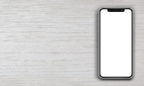 智能手机的空白空白屏幕上白色的木头背景图片下载