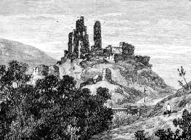 多塞特郡的考夫城堡废墟图片下载