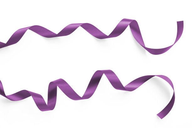 紫色缎带桑树薰衣草弓卷轴设置孤立的白色背景与剪贴路径的假日和婚礼卡设计装饰图片下载