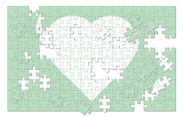 一个未完成的心形拼图的插图图片下载