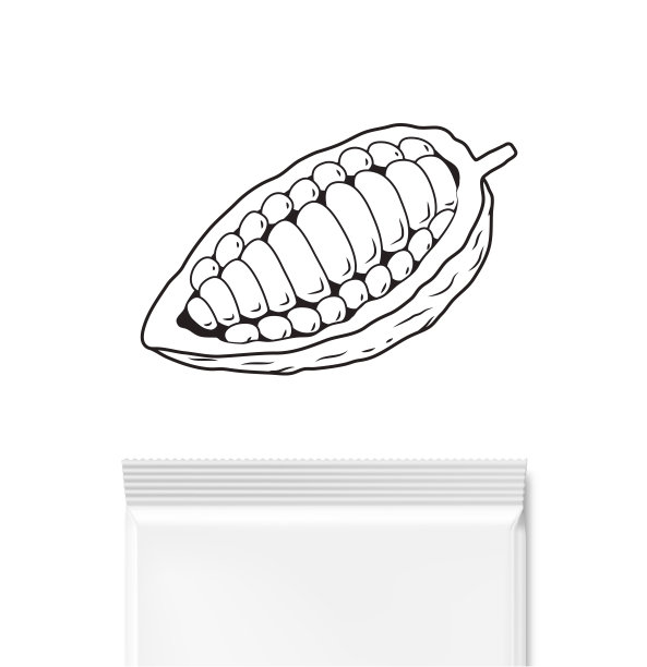 可可豆与巧克力包装模型。图片下载