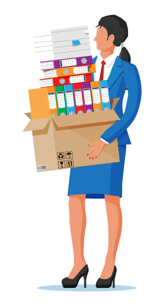 紧张的女商人在成堆的办公室文件图片下载