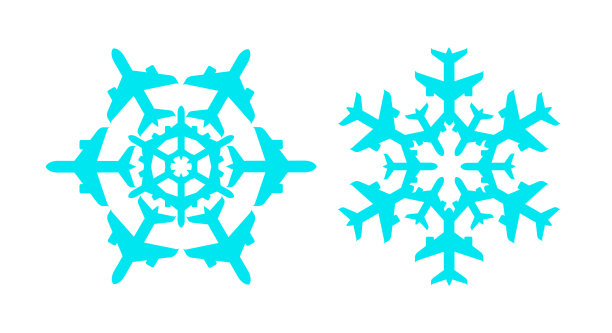 飞机上的雪花。矢量图图片下载