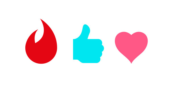 火焰，竖起大拇指和心形图标。矢量图图片下载