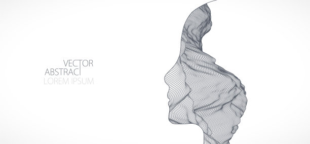 地形在等高线。人的头是用框架的样式制作的。矢量艺术。图片下载