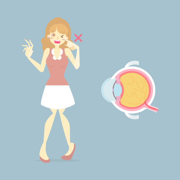 妇女揉眼睛，眼球，内脏器官解剖，身体部分神经系统，保健，世界视障日的概念图片下载