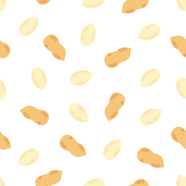 花生无缝图案孤立在白色背景上图片下载