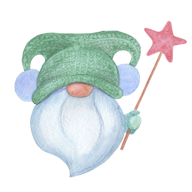 小矮人。插图是用水彩铅笔画的。孤立的形象图片下载