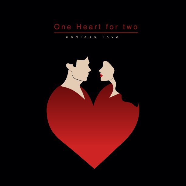 情人节情侣抽象剪影矢量卡片图片下载