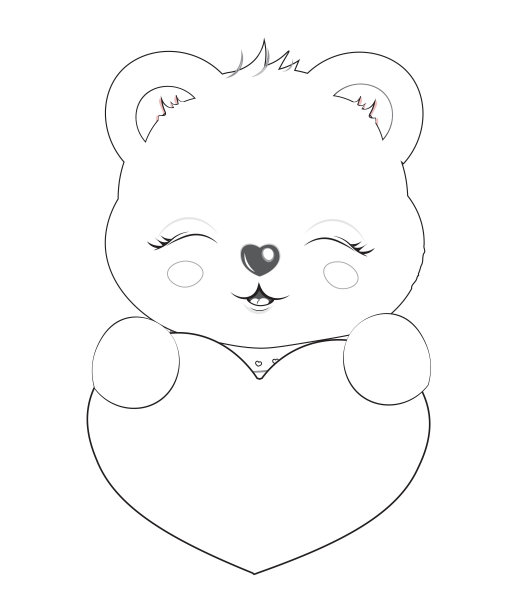 泰迪贝斯男孩情人节卡片着色书图片下载