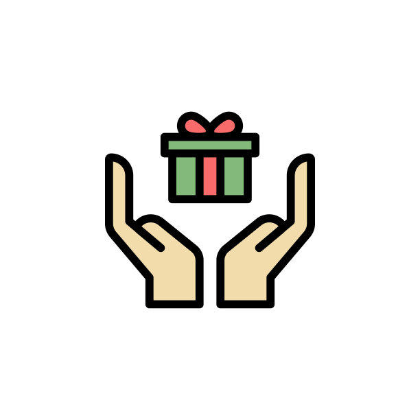 手与母亲节礼物大纲图标。元素的母亲节插图图标。符号和符号可以用于网页，标志，手机应用程序，UI，用户体验图片下载