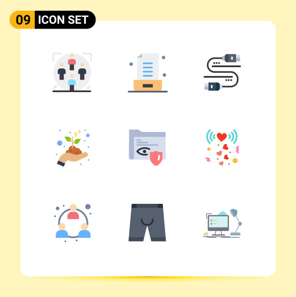 可编辑线包9个简单的平面颜色图片下载