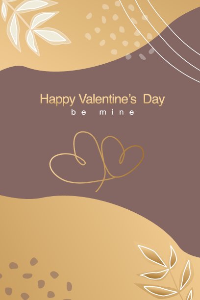 矢量情人节时髦的卡片，故事或海报，抽象的形状和线在金色。当代艺术。明信片与题词关于爱-快乐Valentineâ的日子，是我的图片下载