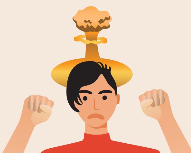 有压力的人，情绪愤怒，平向量股票插图作为一个概念有压力的人，心理健康图片下载