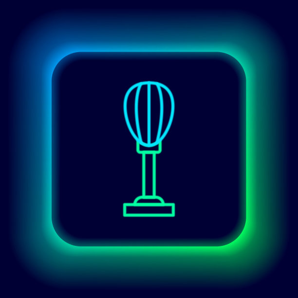 发光的霓虹灯线沙袋图标孤立的黑色背景。色彩斑斓的轮廓的概念。向量图片下载