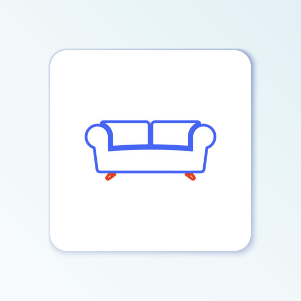线条沙发图标孤立在白色背景上。色彩斑斓的轮廓的概念。向量图片下载