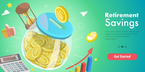 退休储蓄的三维等距平面矢量概念插图。图片下载