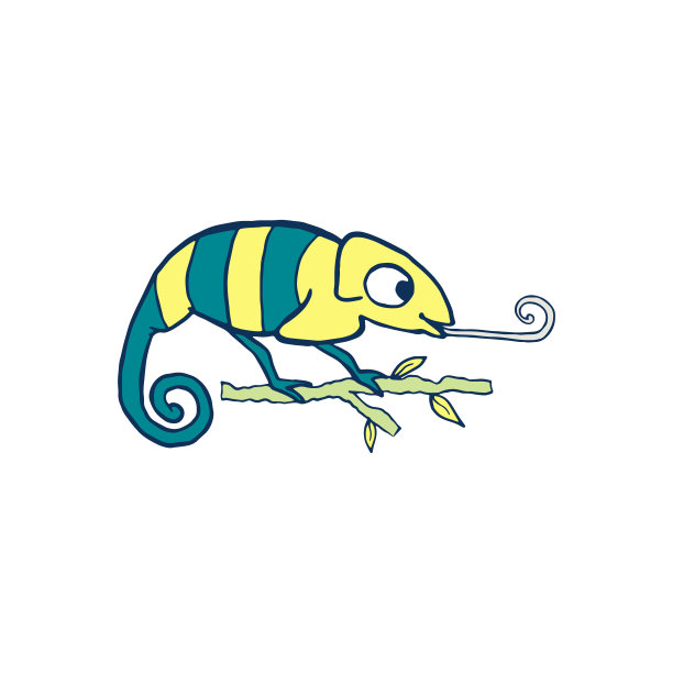 变色龙孤立在白色背景。可爱的卡通人物颜色变色龙。手绘插图。矢量涂鸦素描的孩子，孩子，宝贝。儿童图片包装，纺织品面料图片下载