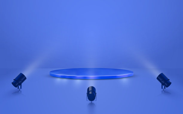 讲台与照明。舞台，领奖台，颁奖典礼现场的聚光灯。矢量图图片下载