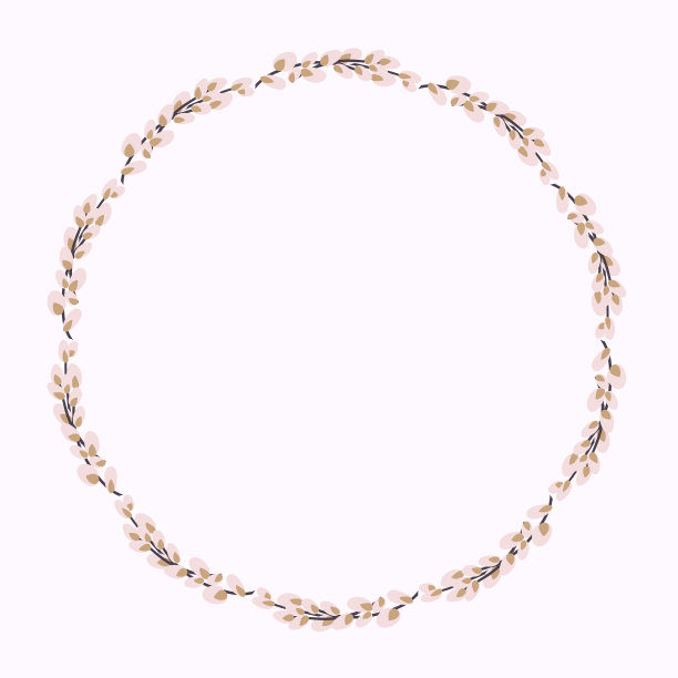 柳树花环。柳条做的圆形框架。用柳条做成的复活节花环。矢量插图孤立在白色背景上。设计为邀请，明信片，印刷图片下载