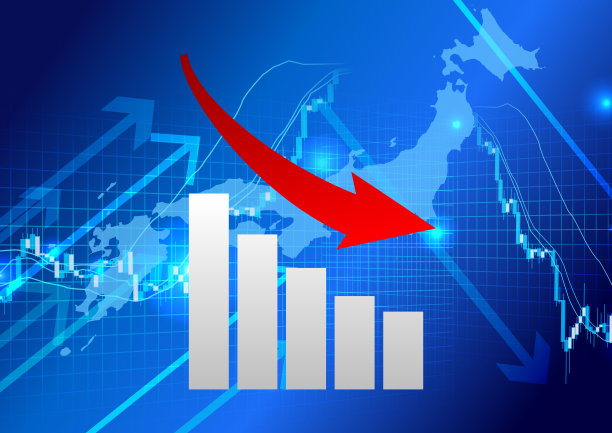 日本地图与向下的图形和箭头图片下载
