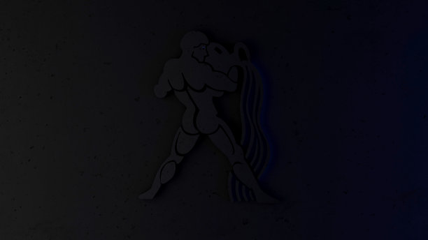 水瓶星座的3D插图在黑暗的背景。的星座。塔罗牌。图片下载