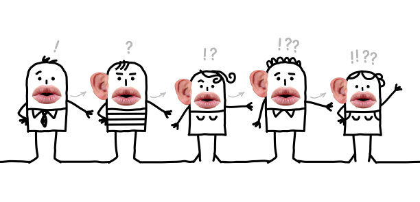 卡通人物听和谈论一个谣言图片下载