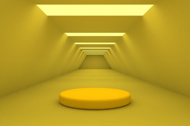 黄色空荡荡的房间，空荡荡的产品架图片下载