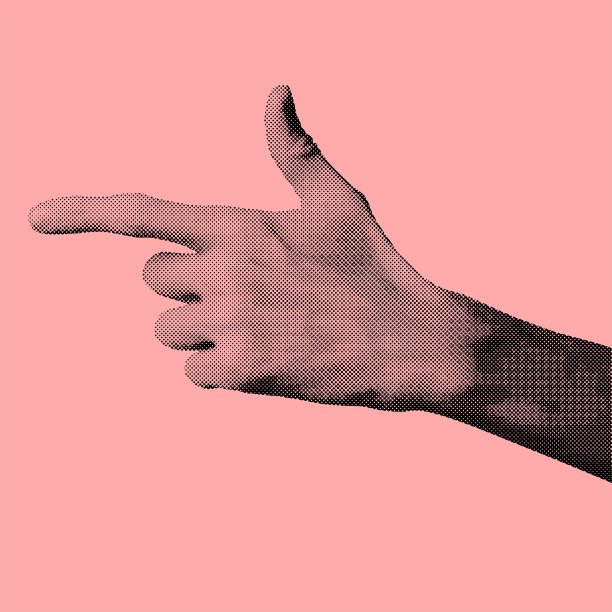 手指指向粉红色背景的手势图片下载