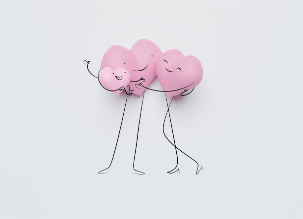 3D心形字符作为爱和家庭的象征。保险、医疗理念。图片下载