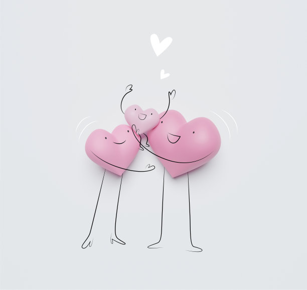 3D心形字符作为爱和家庭的象征。保险、医疗理念。图片下载