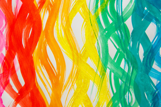 背景由彩色波纹线，图案由水彩颜料制成图片下载