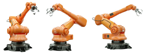 工厂里的机械手。工业自动化技术。物联网技术概念，智能工厂。数字制造操作。3D渲染，3D插图。图片下载