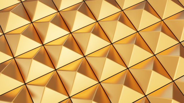 浮雕表面有金色的金字塔。豪华的3d渲染背景。图片下载