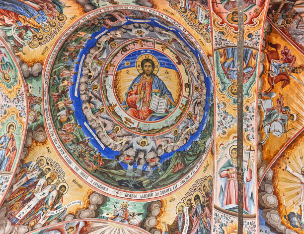 保加利亚瑞拉修道院的宗教绘画图片下载