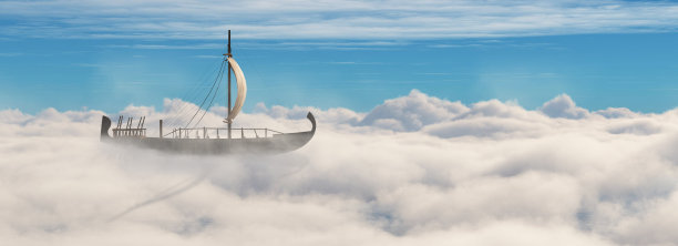 云上的船队。这是一个3d渲染图。图片下载
