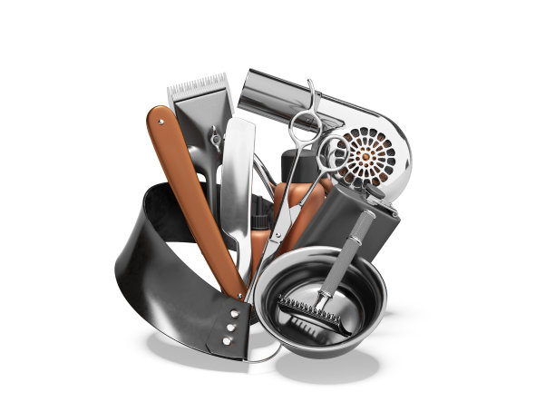 理发店的白色背景与阴影的3d渲染集图片下载