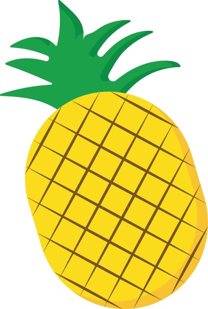 菠萝叶概念矢量颜色图标设计，热带异国水果形状的白色背景图片下载
