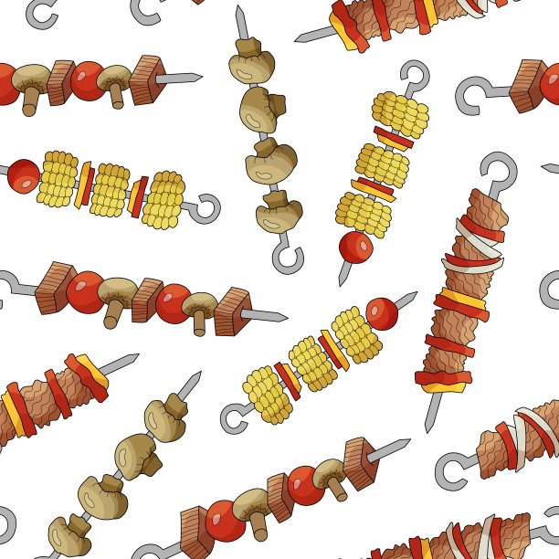 无缝模式的羊肉串。图片下载