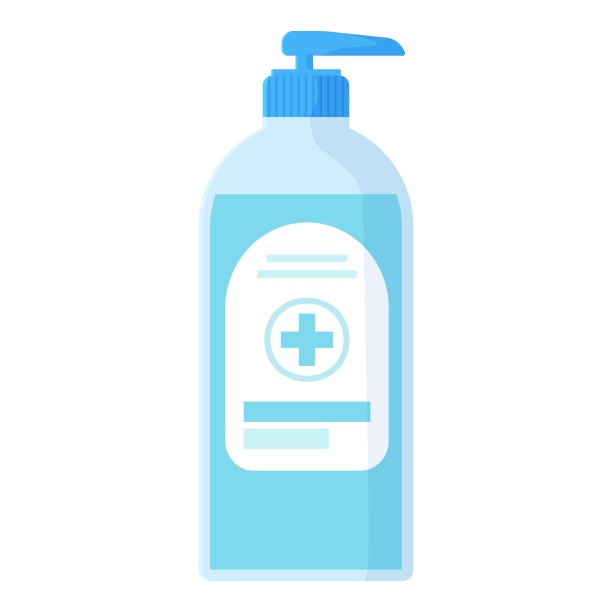 蓝色手部消毒剂隔离在白色图片下载