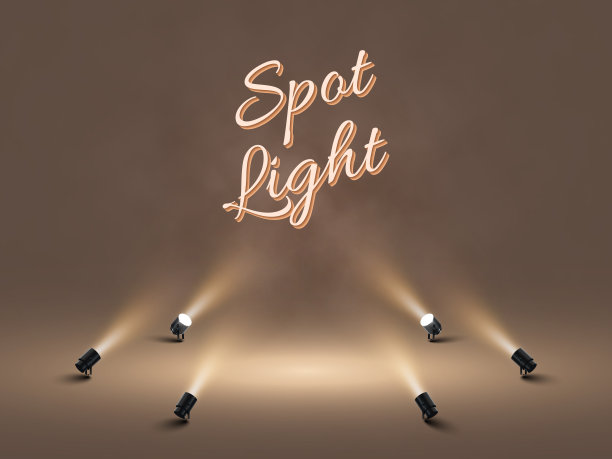 聚光灯与明亮的白光照耀舞台。投影仪照明效果。工作室投影仪的插图。矢量图图片下载