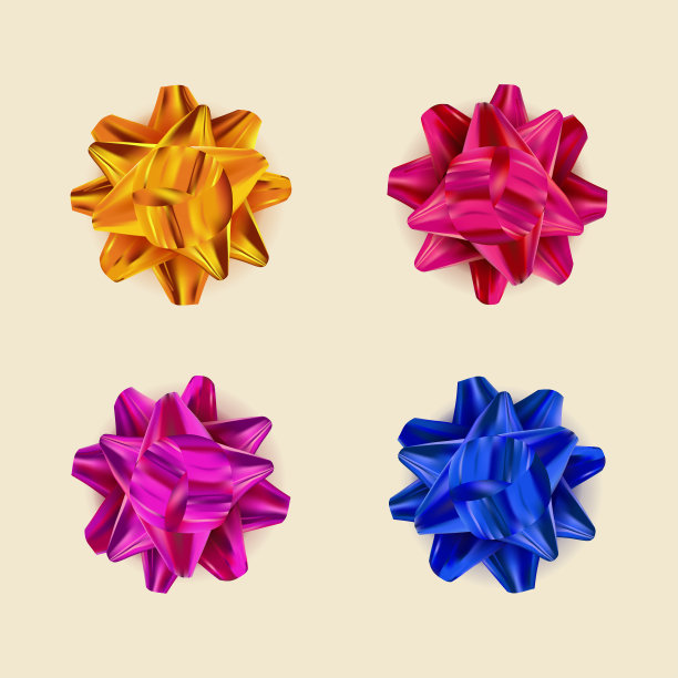 彩色装饰礼品蝴蝶结。情人节，婚礼，母亲节的节日装饰元素图片下载