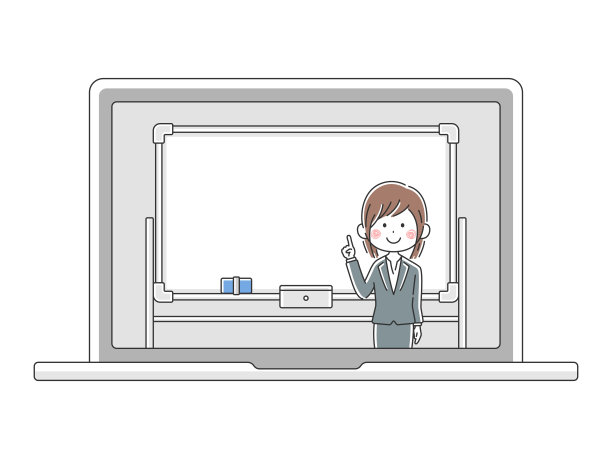 用笔记本电脑上在线课程的插图。图片下载